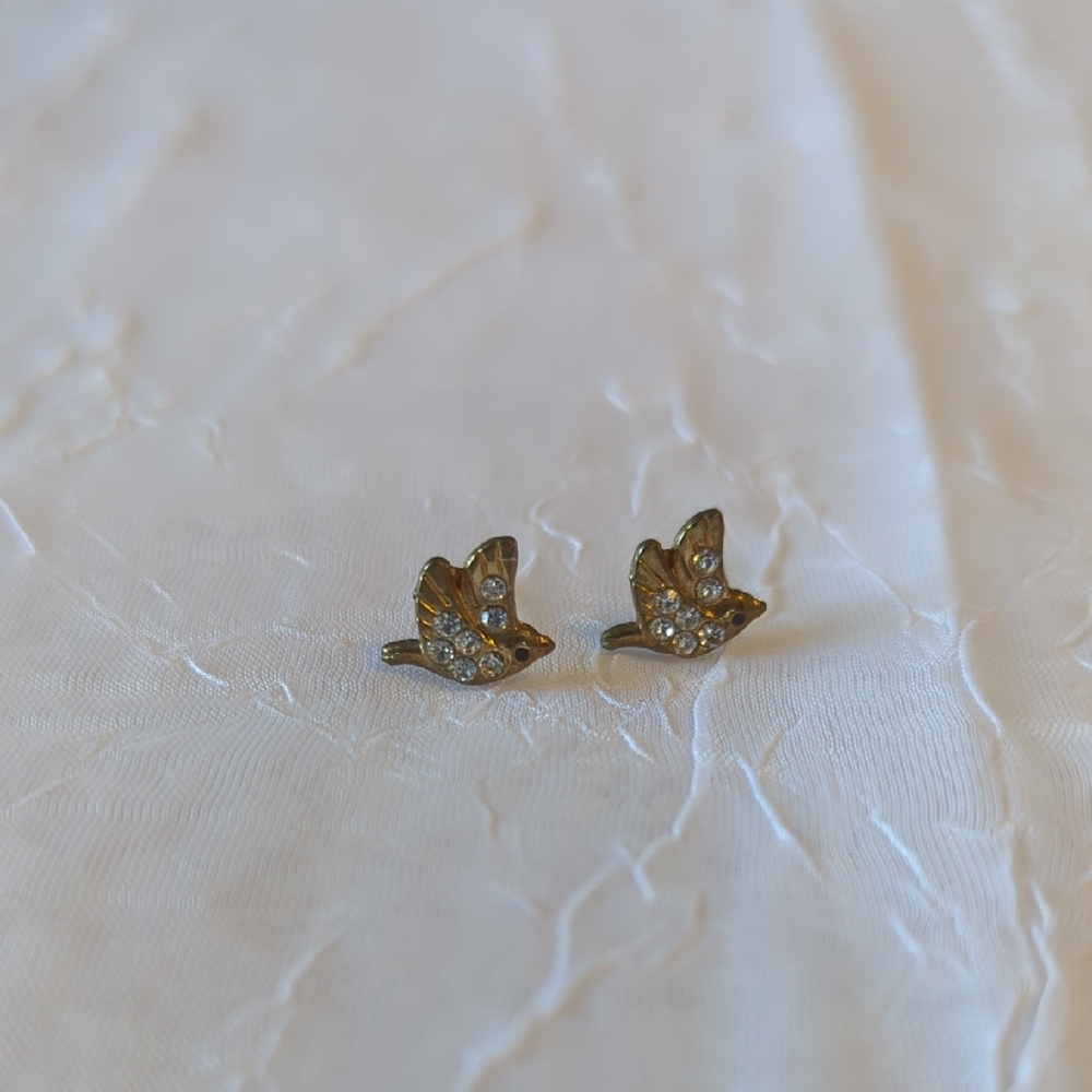 Gold Bird Stud Earrings